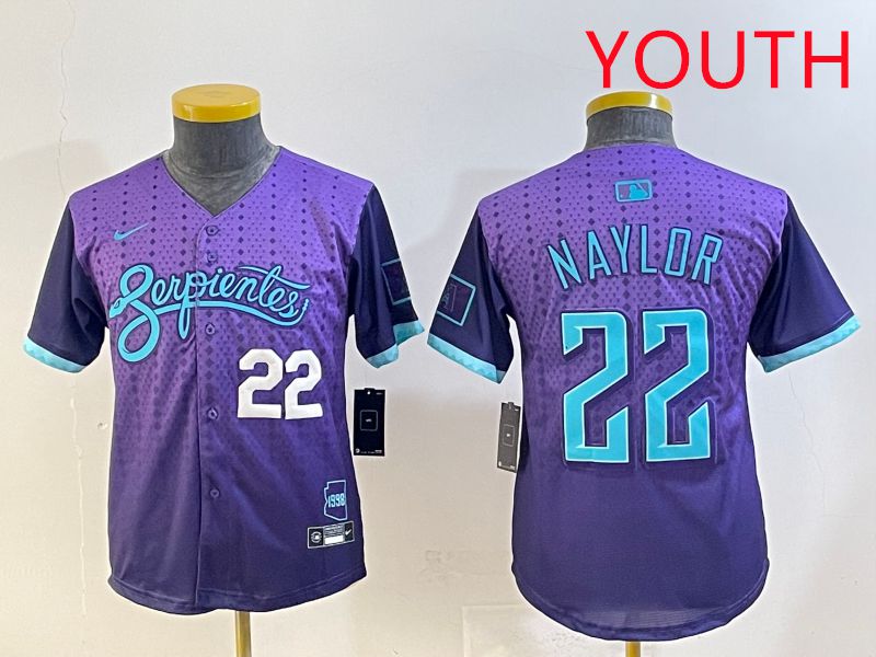 Youth 2025 Arizona Diamondback 22 Naylor Purple Joint Name Nike MLB Jersey style 2